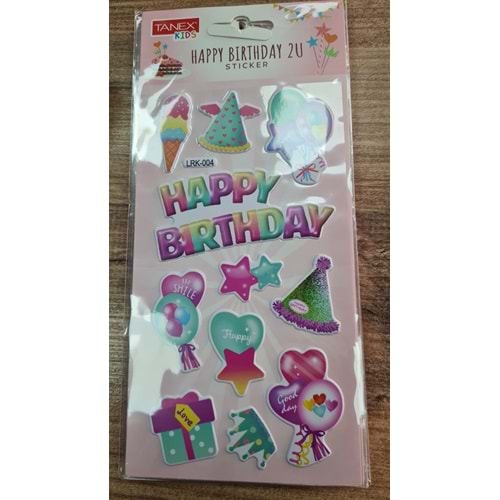 TNX-5108 HAPPY BRITHDAY 2U STICKER-3 PUFFY ETİKETİ 10