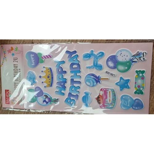 TNX-5110 HAPPY BRITHDAY 2U STICKER-1 PUFFY ETİKETİ 10