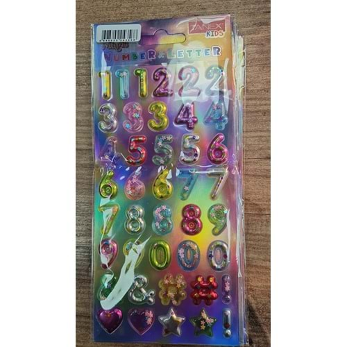 TNX-5069 MAGIC NUMBER-LETTER STICKER-12 PUFFY ETİKETİ 5