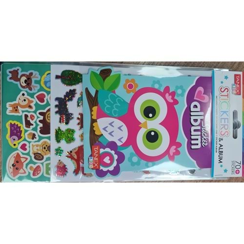 Tanex Stickers &Albüm Orman Hayvanları 2 kartela sticker + 1 Adet Mini Albüm