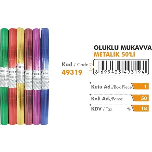 Jojo Oluklu Mukavva Metalik Altın 50x70 cm