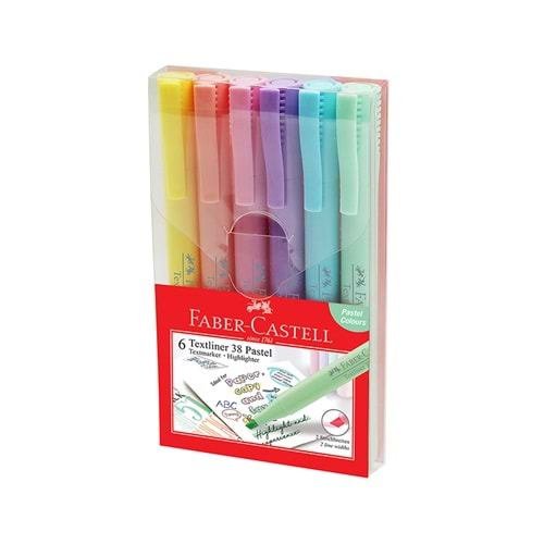 Faber-Castell Fosforlu kalem 38 Pastel 6lı poşet ADEL