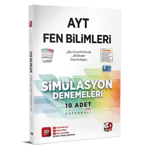Çözüm 3D Simülasyon AYT Fen Bilimleri Denemeleri 10 Adet