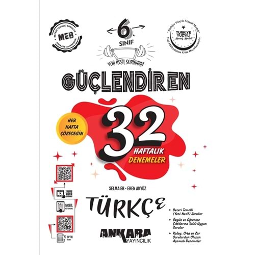 Ankara Güçlendiren 6. Sınıf Türkçe 32 Haftalık Kazanım Denemeleri