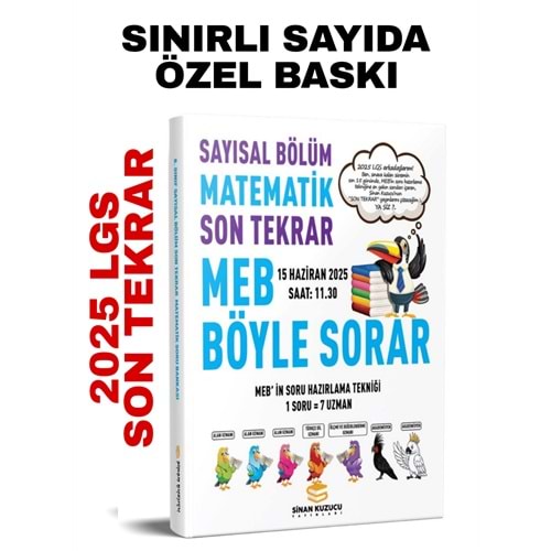 Sinan Kuzucu Yayınları 2025 LGS Sayısal Bölüm Son Tekrar Matematik Soru Bankası