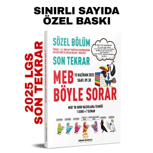 Sinan Kuzucu Yayınları 2025 LGS Sözel Bölüm Son Tekrar Soru Bankası