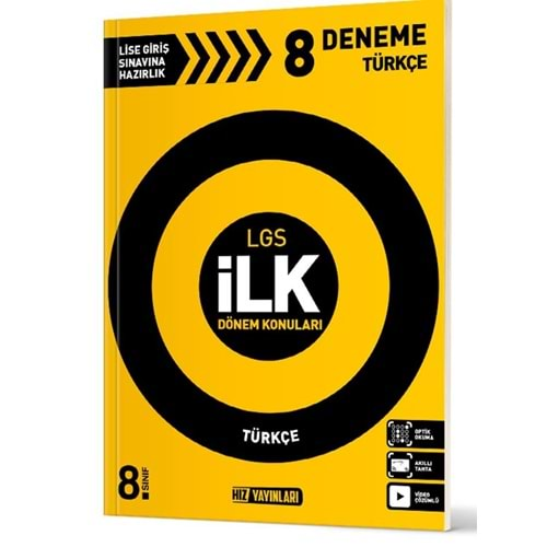 8. Sınıf LGS Türkçe 1. Dönem 8 Deneme Hız Yayınları