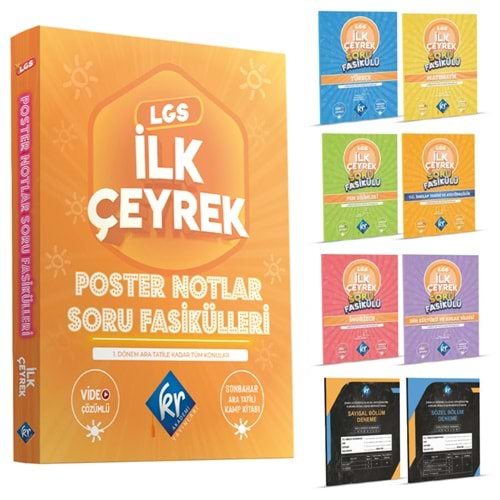 2024 8.Sınıf LGS İlk Çeyrek Poster Notlar Soru Fasikülleri (1. Çeyrek) KR Akademi