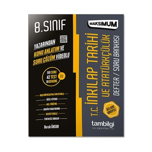TamBilgi 8. Sınıf T.C İnkılap Tarihi ve Atatürkçülük Defter/ Soru Bankası