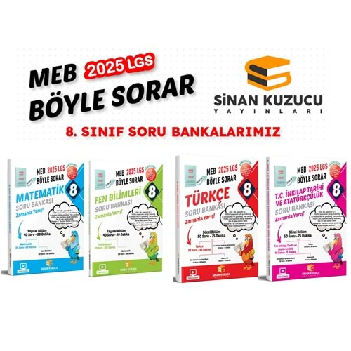 Sinan Kuzucu 2025 LGS 8. Sınıf Soru Bankası Seti ( 4 Kitap)