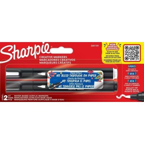 Sharpie Creative Marker Akrilik Kalem Siyah Beyaz 2 li Set