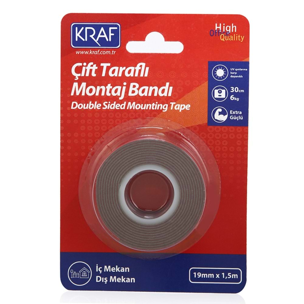 Montaj Bandı Çıft Taraflı Dış Mekan 19mm X 1,5 2530g