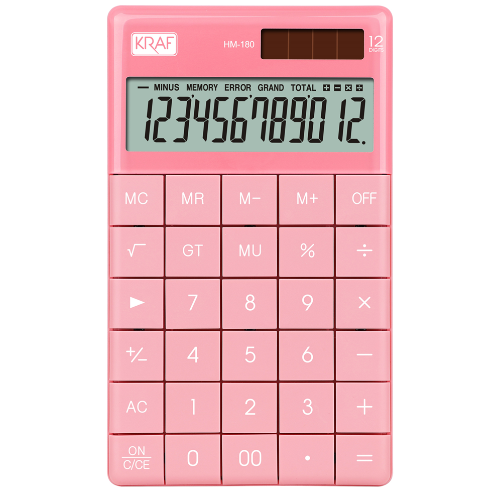 KRAF HESAP MAKİNESİ MASAÜSTÜ 12 HANE HM-180 PK PEMBE
