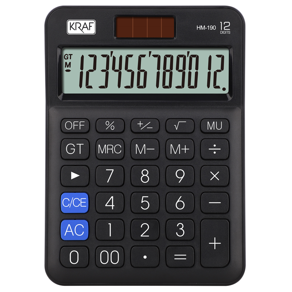KRAF HESAP MAKİNESİ MASAÜSTÜ 12 HANE HM-190 BK SİYAH
