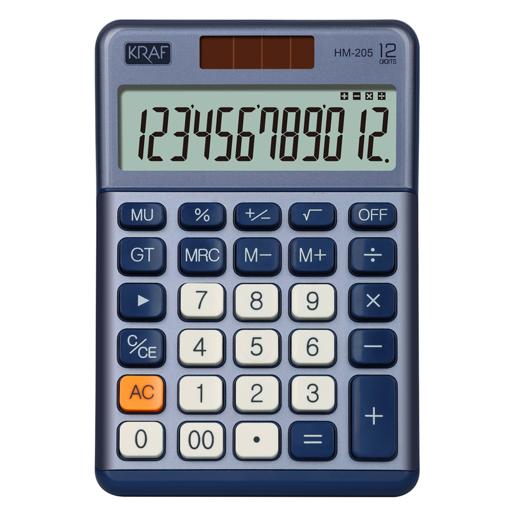 KRAF HESAP MAKİNESİ MASAÜSTÜ 12 HANE HM-205 BL MAVİ