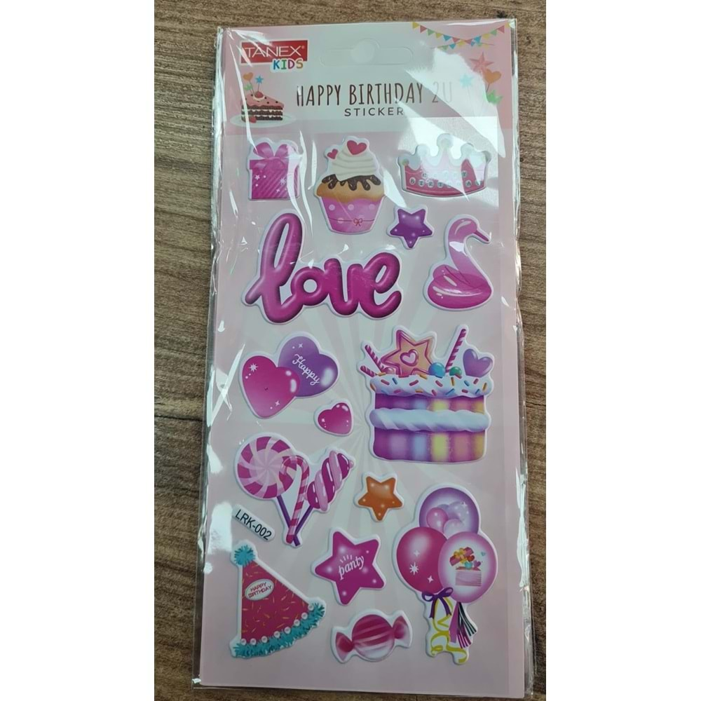 TNX-5106 HAPPY BRITHDAY 2U STICKER-1 PUFFY ETİKETİ 10