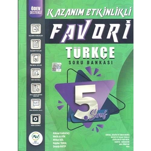 Av Favori 5. Sınıf Türkçe Kazanım Etkinlikli Soru bankası