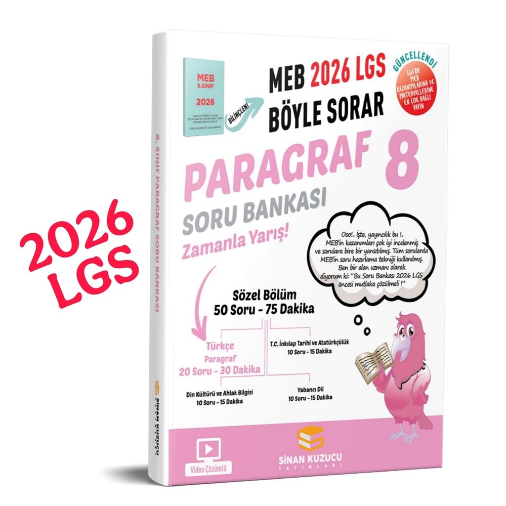 Sinan Kuzucu Yayınları 2026 LGS Soru Bankası Paragraf