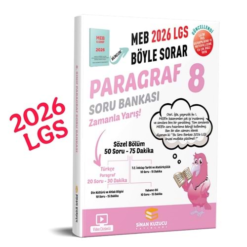 Sinan Kuzucu Yayınları 2026 LGS Soru Bankası Paragraf