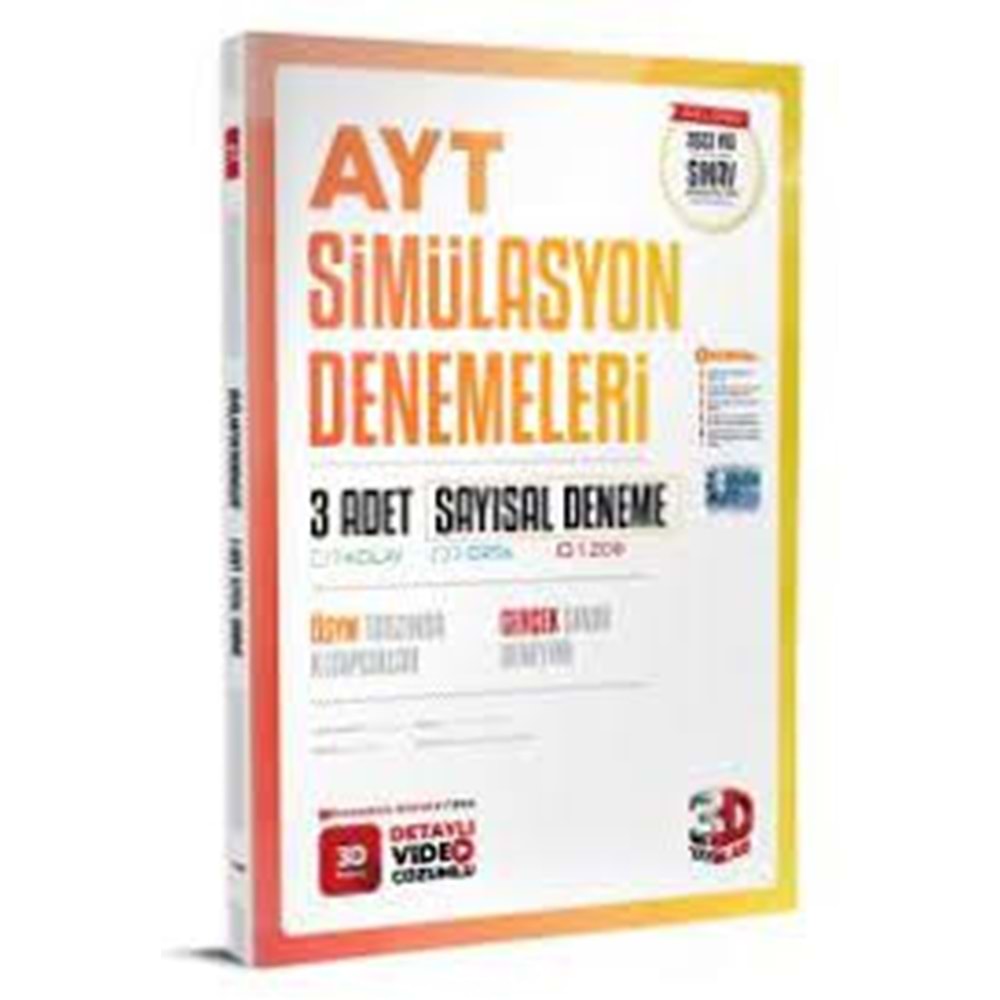 2024 AYT 3D Sayısal 3`lü Simülasyon Deneme 3D Yayınları