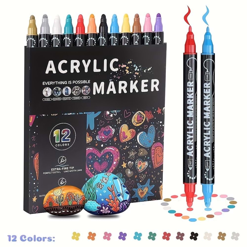 AcrylicMarker Akrilik Marker Her Zemin İçin 12 Renk
